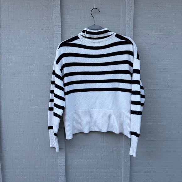A New Day Black and White Striped Turtleneck Sweater - Picture 3 of 5